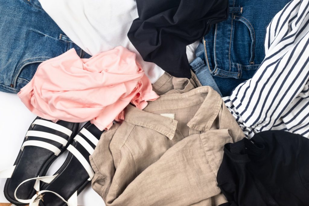 A lot of women's clothing, jeans, t-shirts, Fast fashion,